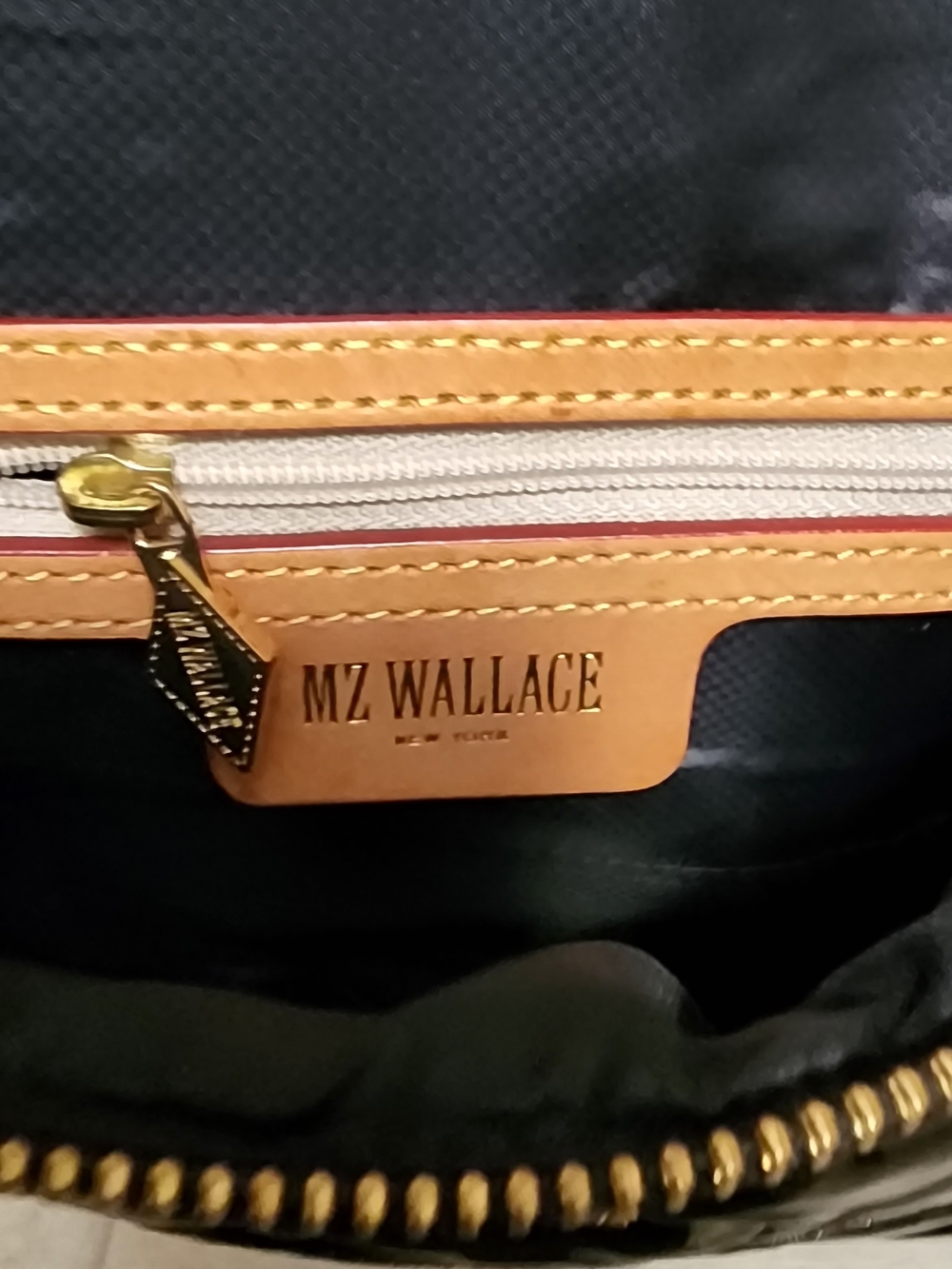 MZ Wallace Black Quilted Patent Crossbody Belt Bag with Gold Hardware - Picture 8 of 8